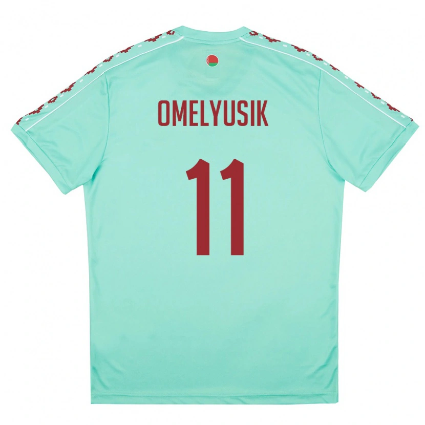 Danxen Kid Belarus Ivan Omelyusik #11 Light Green Burgundy Away Jersey 26-28 T-Shirt