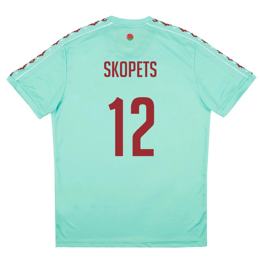 Danxen Kid Belarus Arseniy Skopets #12 Light Green Burgundy Away Jersey 26-28 T-Shirt