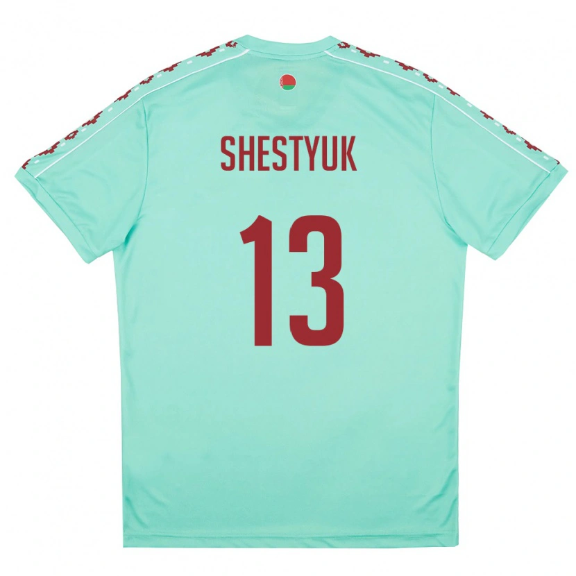 Danxen Kid Belarus Aleksandr Shestyuk #13 Light Green Burgundy Away Jersey 26-28 T-Shirt