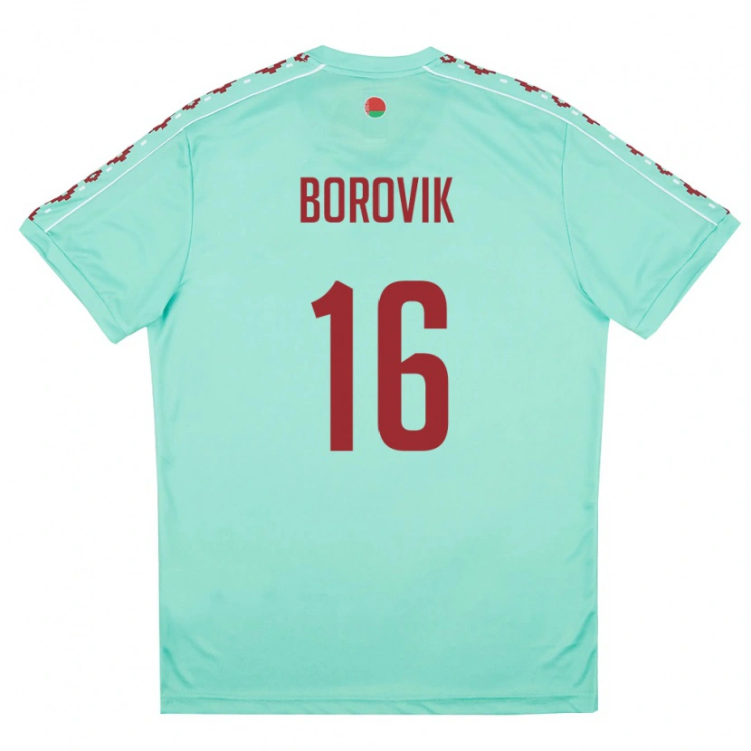 Danxen Kid Belarus Grigoriy Borovik #16 Light Green Burgundy Away Jersey 26-28 T-Shirt