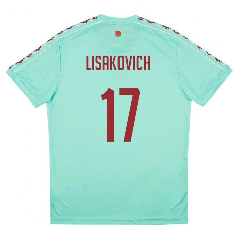 Danxen Kid Belarus Vitaliy Lisakovich #17 Light Green Burgundy Away Jersey 26-28 T-Shirt