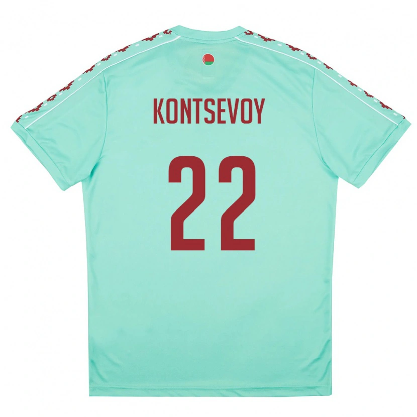 Danxen Kid Belarus Artem Kontsevoy #22 Light Green Burgundy Away Jersey 26-28 T-Shirt