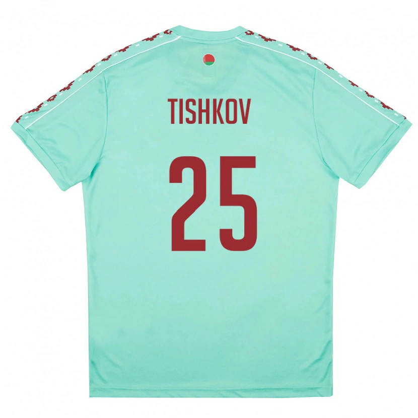 Danxen Kid Belarus Nikita Tishkov #25 Light Green Burgundy Away Jersey 26-28 T-Shirt