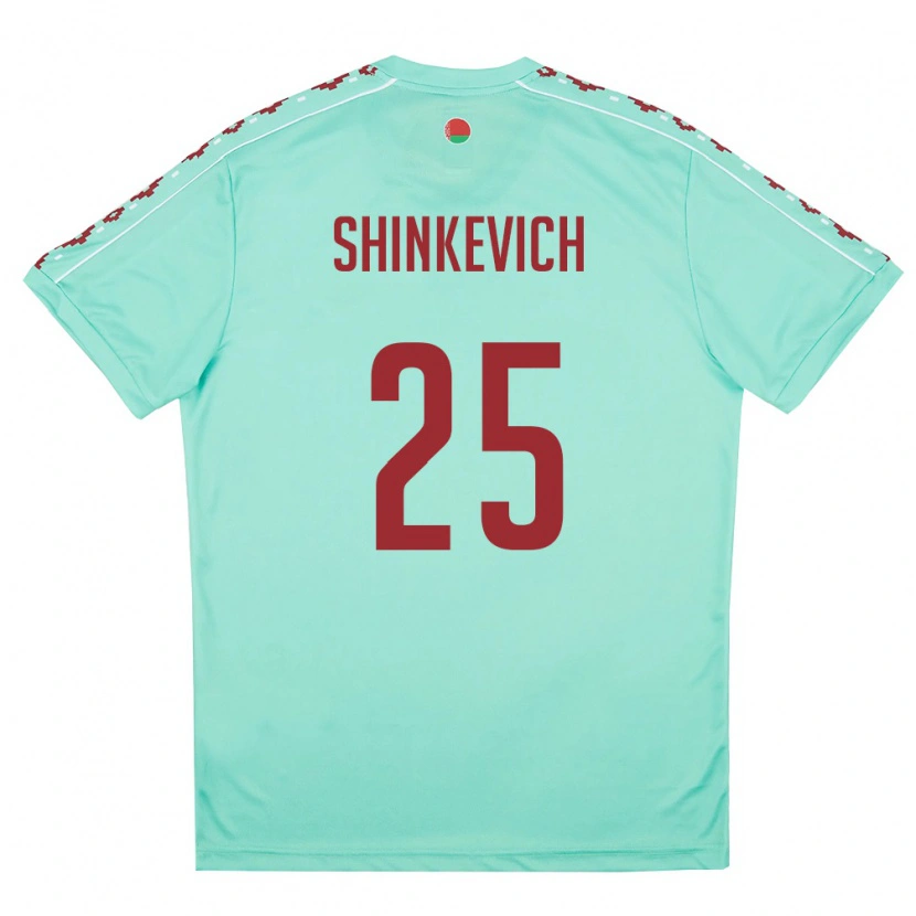 Danxen Kid Belarus Dariush Shinkevich #25 Light Green Burgundy Away Jersey 26-28 T-Shirt