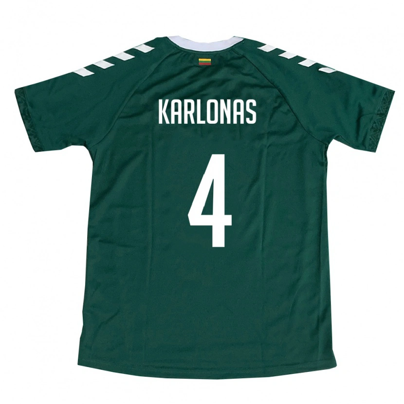 Danxen Kid Lithuania Algirdas Karlonas #4 Dark Green White Away Jersey 26-28 T-Shirt