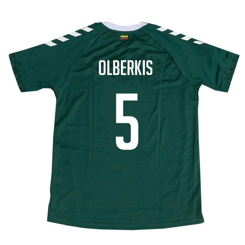 Danxen Kid Lithuania Sigitas Olberkis #5 Dark Green White Away Jersey 26-28 T-Shirt