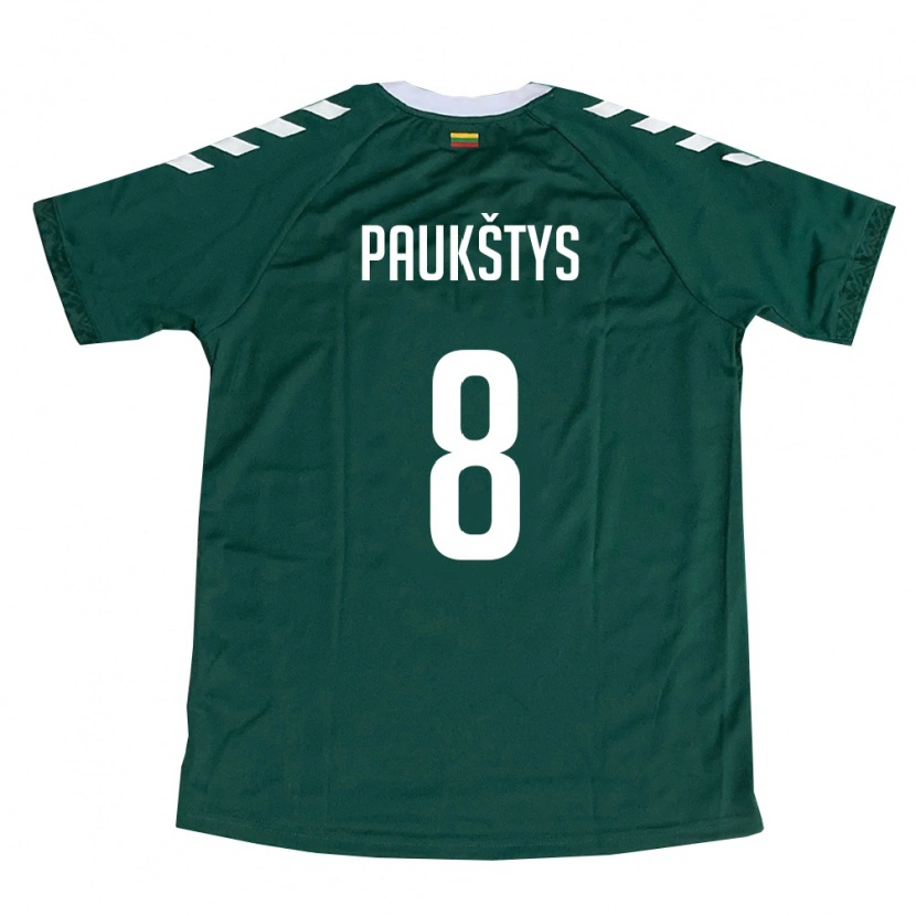 Danxen Kid Lithuania Skirmantas Paukštys #8 Dark Green White Away Jersey 26-28 T-Shirt