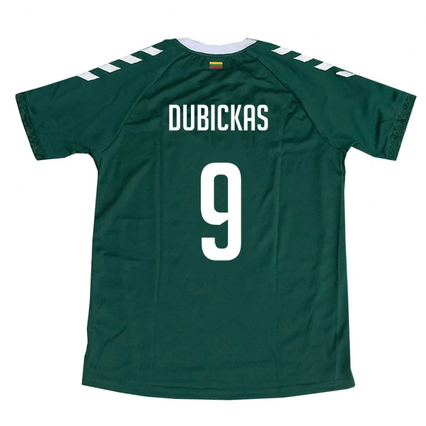 Danxen Kid Lithuania Edgaras Dubickas #9 Dark Green White Away Jersey 26-28 T-Shirt