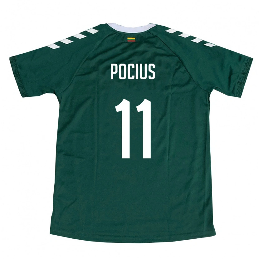 Danxen Kid Lithuania Vėjas Pocius #11 Dark Green White Away Jersey 26-28 T-Shirt