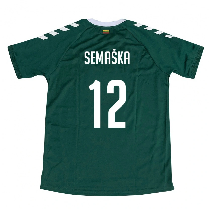 Danxen Kid Lithuania Ugnius Semaška #12 Dark Green White Away Jersey 26-28 T-Shirt