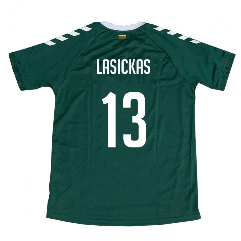 Danxen Kid Lithuania Justas Lasickas #13 Dark Green White Away Jersey 26-28 T-Shirt