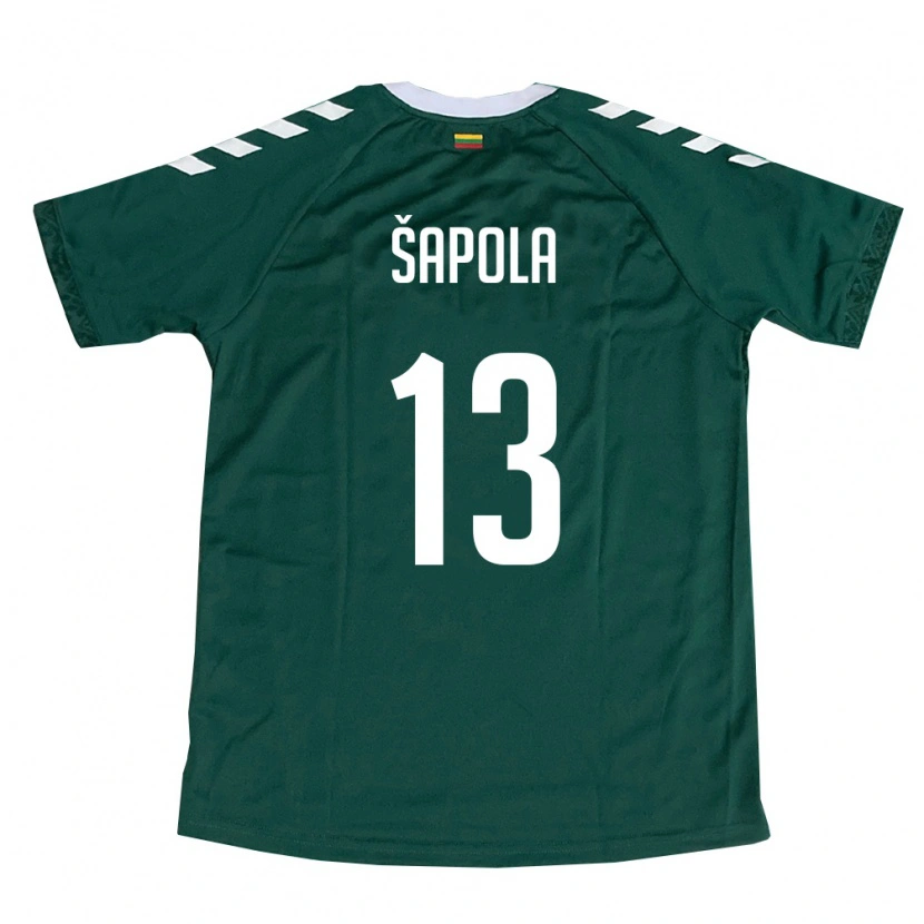 Danxen Kid Lithuania Motiejus Šapola #13 Dark Green White Away Jersey 26-28 T-Shirt