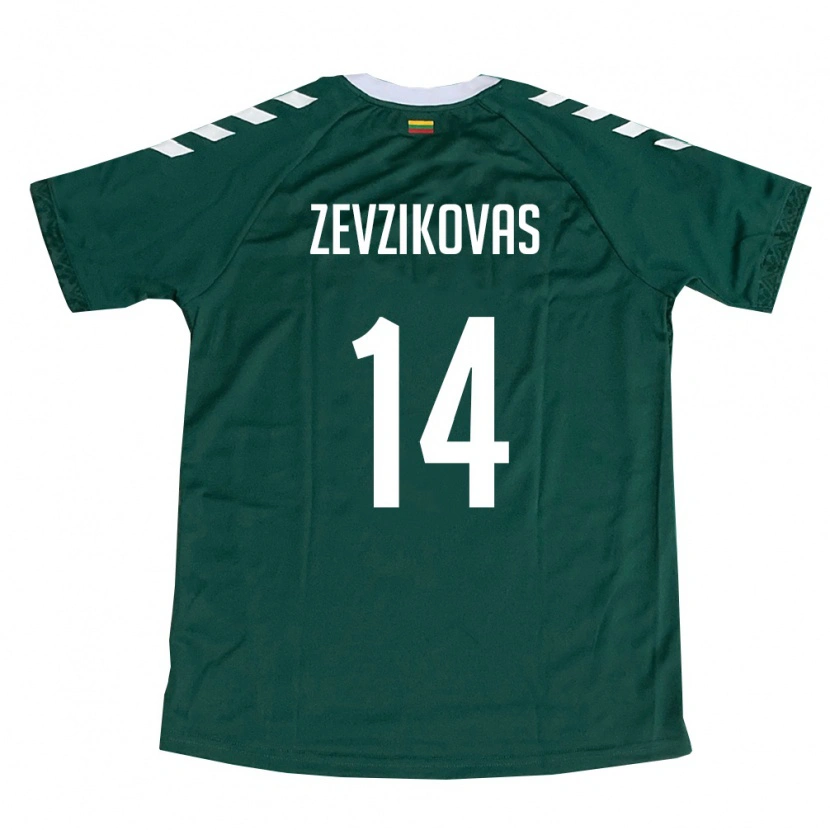 Danxen Kid Lithuania Denis Ževžikovas #14 Dark Green White Away Jersey 26-28 T-Shirt