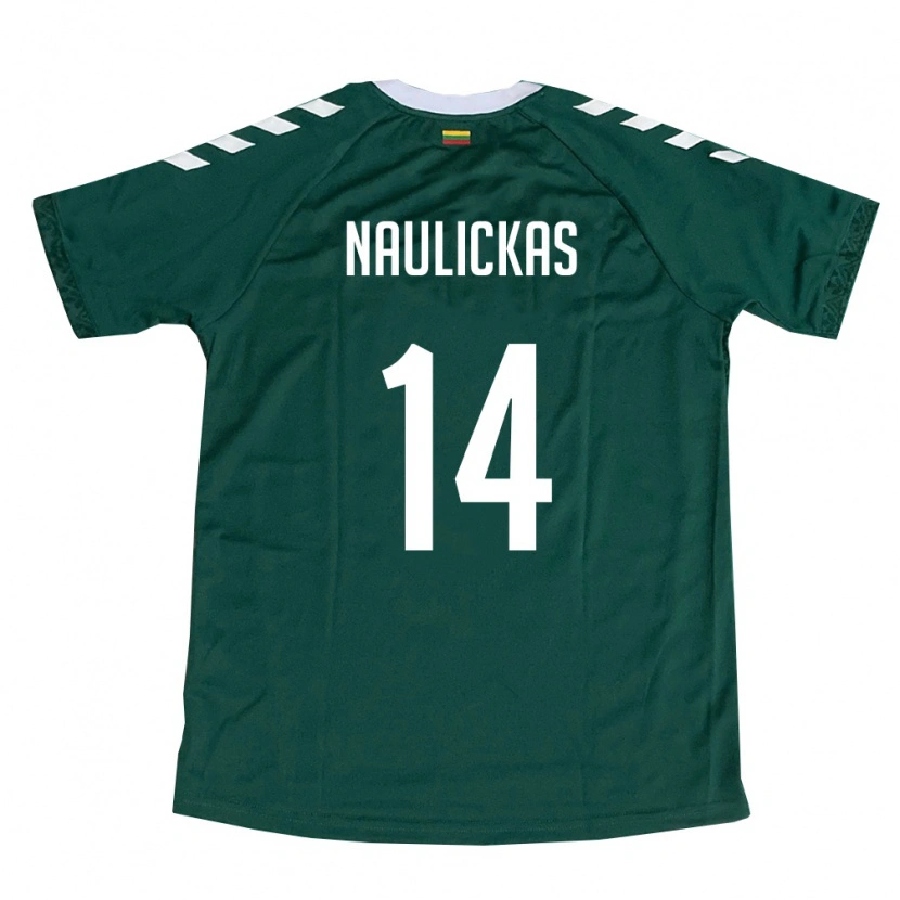 Danxen Kid Lithuania Arnas Naulickas #14 Dark Green White Away Jersey 26-28 T-Shirt