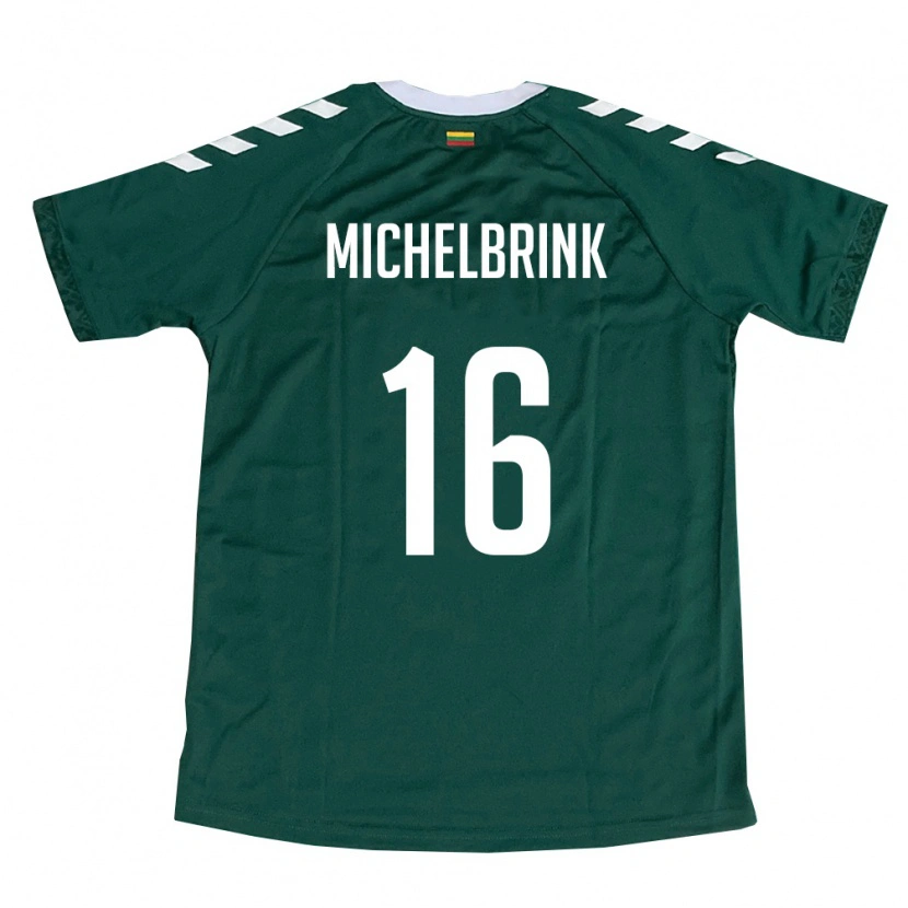Danxen Kid Lithuania Lukas Michelbrink #16 Dark Green White Away Jersey 26-28 T-Shirt