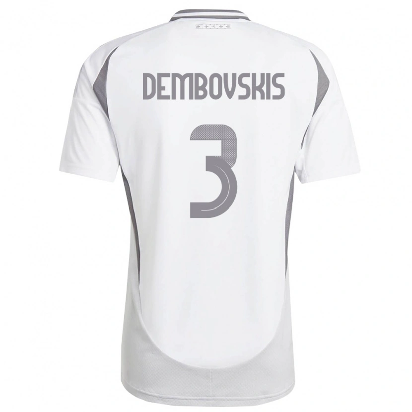 Danxen Kid Latvia Markuss Dembovskis #3 White Dark Gray Away Jersey 26-28 T-Shirt