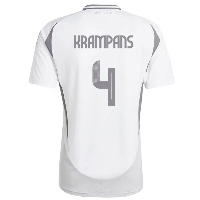 Danxen Kid Latvia Oskars Krampans #4 White Dark Gray Away Jersey 26-28 T-Shirt