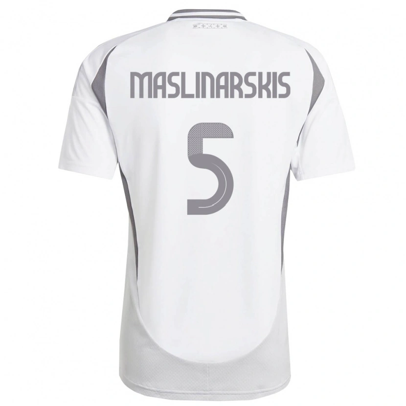 Danxen Kid Latvia Gustavs Maslinarskis #5 White Dark Gray Away Jersey 26-28 T-Shirt