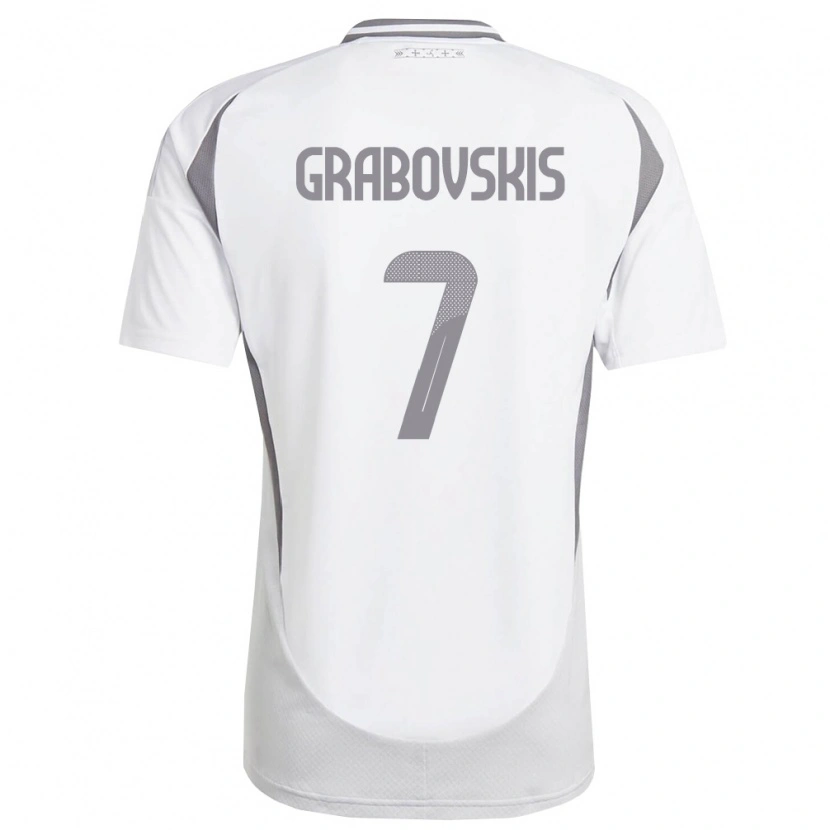 Danxen Kid Latvia Kristaps Grabovskis #7 White Dark Gray Away Jersey 26-28 T-Shirt
