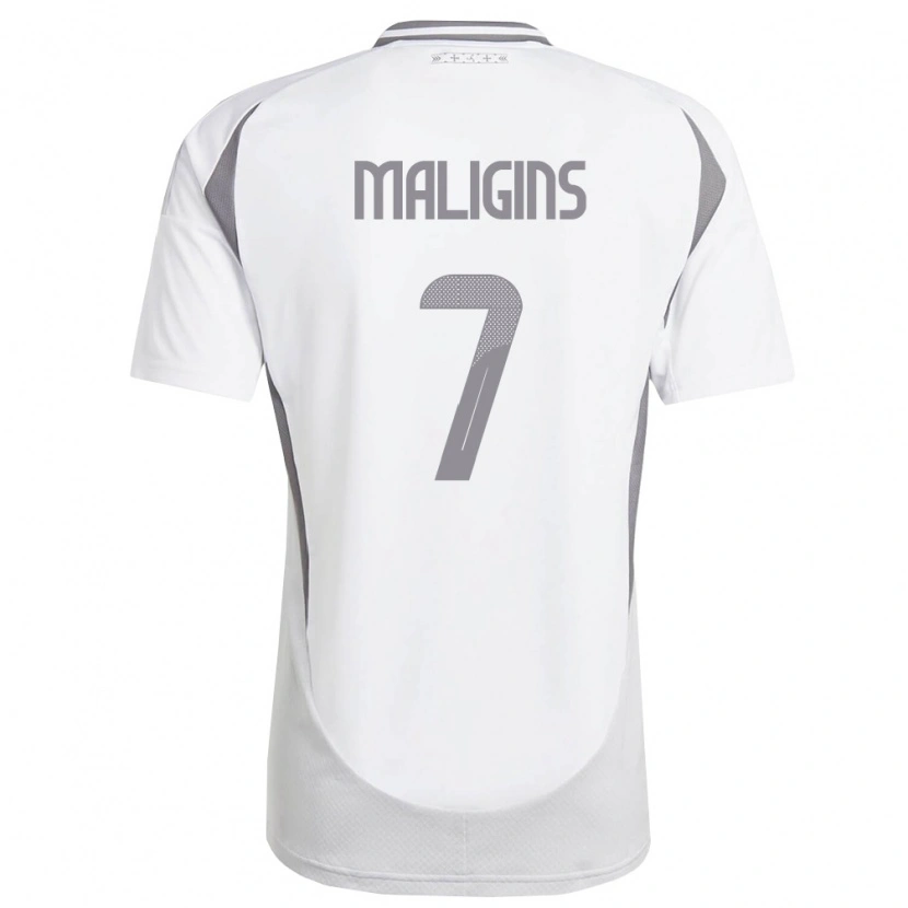 Danxen Kid Latvia Zahars Maligins #7 White Dark Gray Away Jersey 26-28 T-Shirt
