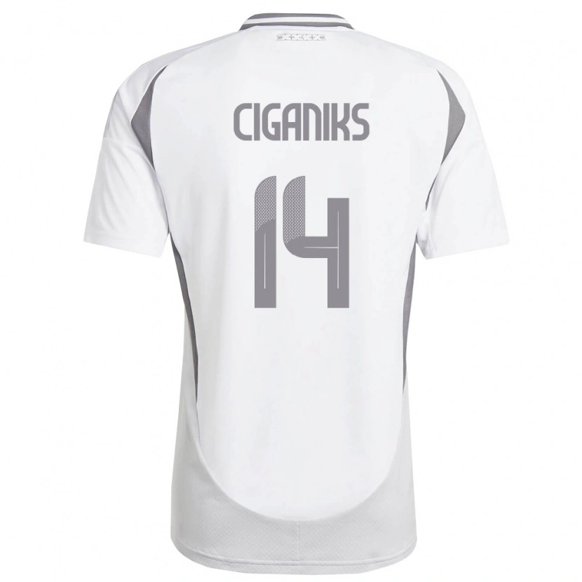 Danxen Kid Latvia Andrejs Ciganiks #14 White Dark Gray Away Jersey 26-28 T-Shirt