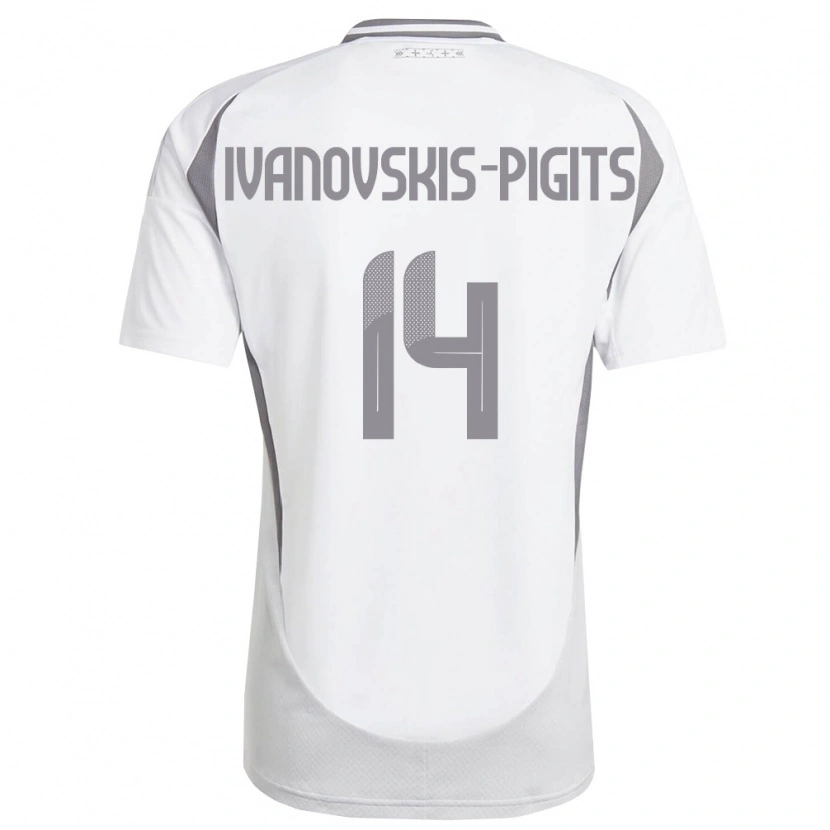 Danxen Kid Latvia Ernests Ivanovskis-Pigits #14 White Dark Gray Away Jersey 26-28 T-Shirt