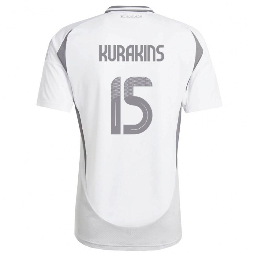 Danxen Kid Latvia Davids Kurakins #15 White Dark Gray Away Jersey 26-28 T-Shirt