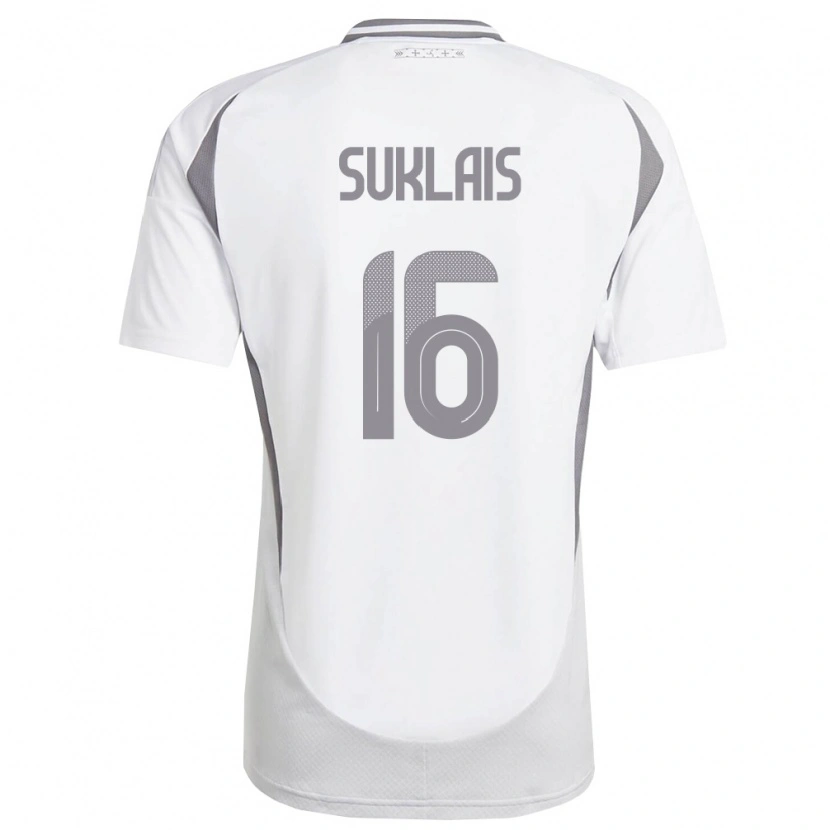 Danxen Kid Latvia Ralfs Suklais #16 White Dark Gray Away Jersey 26-28 T-Shirt