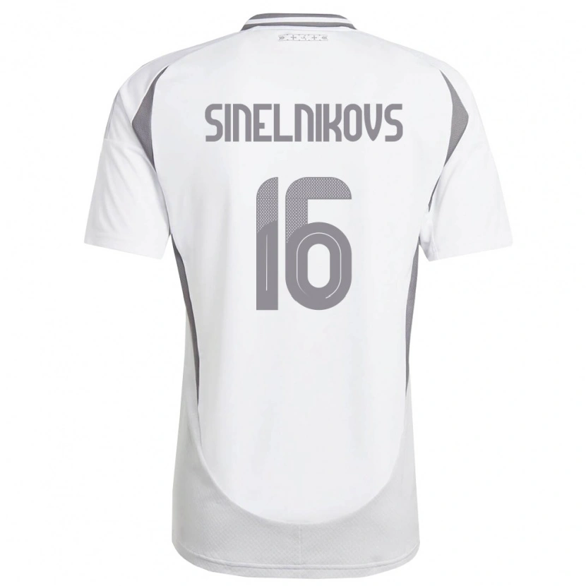Danxen Kid Latvia Aleksandrs Sinelnikovs #16 White Dark Gray Away Jersey 26-28 T-Shirt
