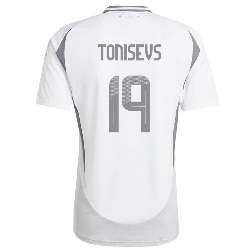 Danxen Kid Latvia Maksims Tonisevs #19 White Dark Gray Away Jersey 26-28 T-Shirt