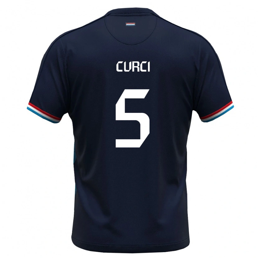 Danxen Kid Luxembourg Alessio Curci #5 Royal Blue Red Away Jersey 26-28 T-Shirt