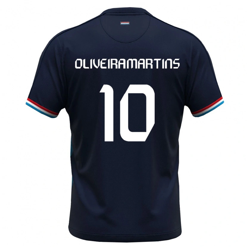 Danxen Kid Luxembourg Tiago Oliveira Martins #10 Royal Blue Red Away Jersey 26-28 T-Shirt