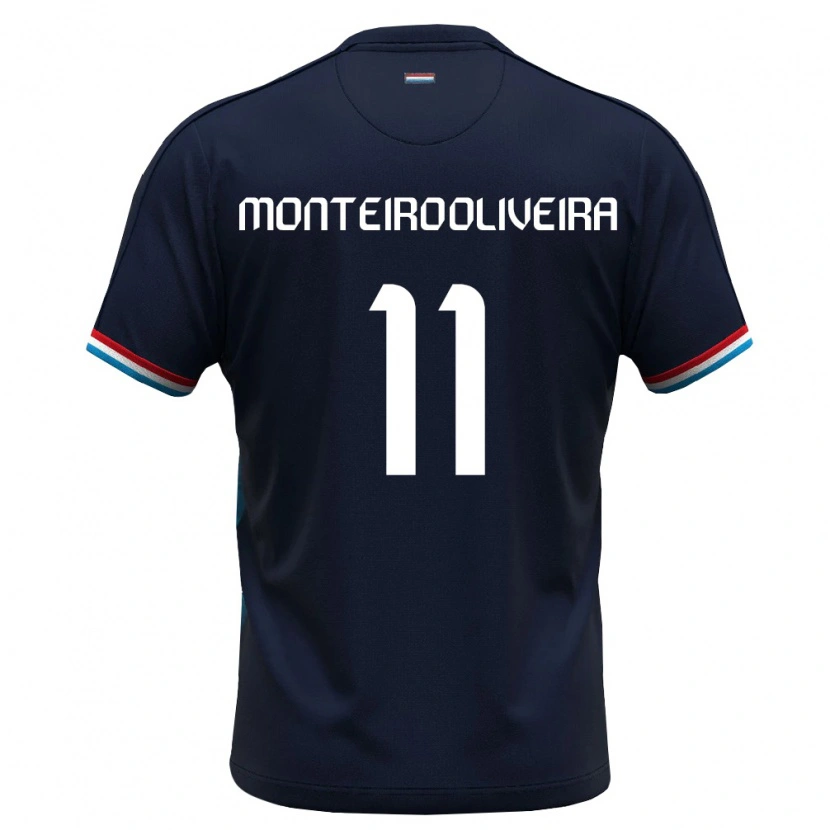 Danxen Kid Luxembourg Diego Monteiro Oliveira #11 Royal Blue Red Away Jersey 26-28 T-Shirt