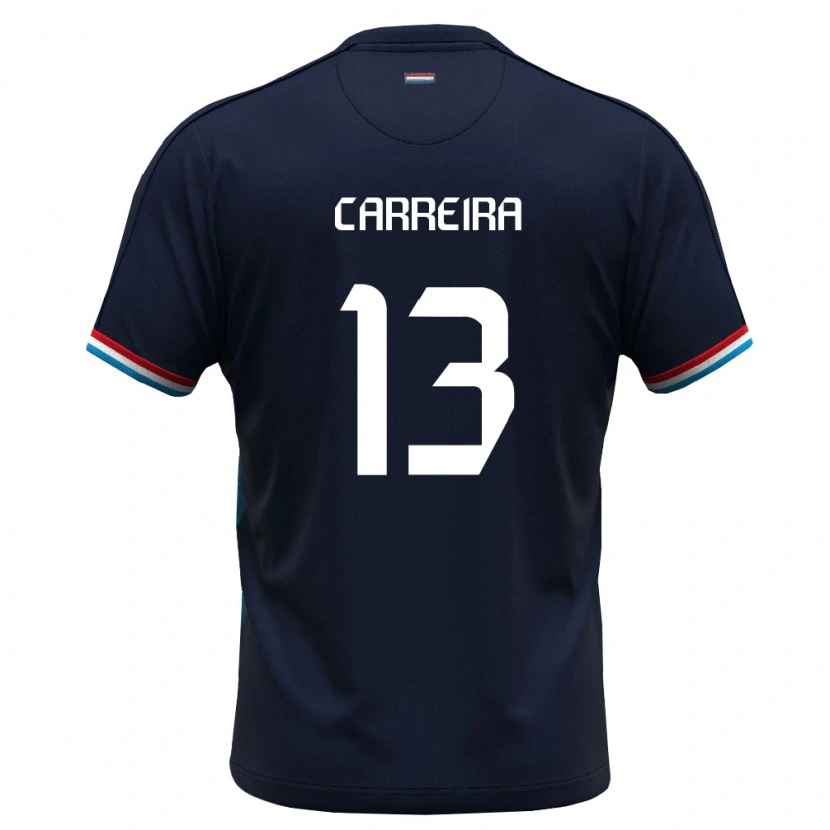 Danxen Kid Luxembourg Mateo Carreira #13 Royal Blue Red Away Jersey 26-28 T-Shirt