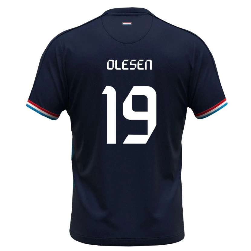 Danxen Kid Luxembourg Mathias Olesen #19 Royal Blue Red Away Jersey 26-28 T-Shirt