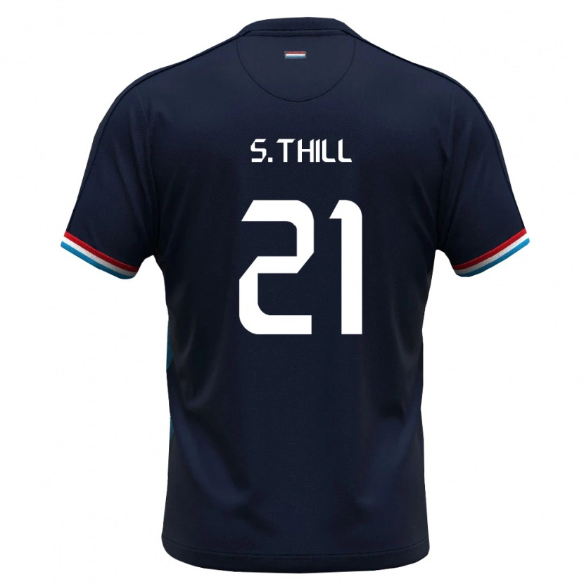 Danxen Kid Luxembourg Sébastien Thill #21 Royal Blue Red Away Jersey 26-28 T-Shirt