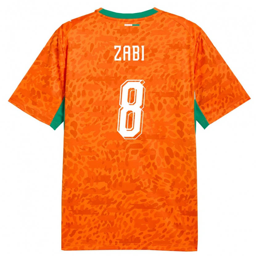 Danxen Men Ivory Coast Patrick Zabi #8 Orange Green White Home Jersey 26-28 T-Shirt
