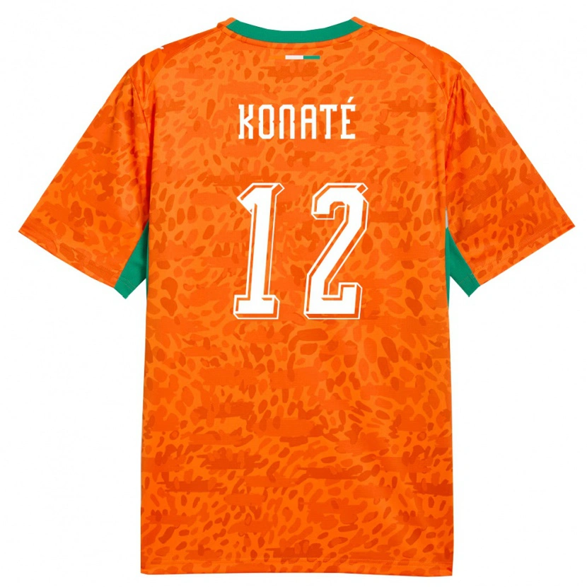 Danxen Men Ivory Coast Valy Konaté #12 Orange Green White Home Jersey 26-28 T-Shirt