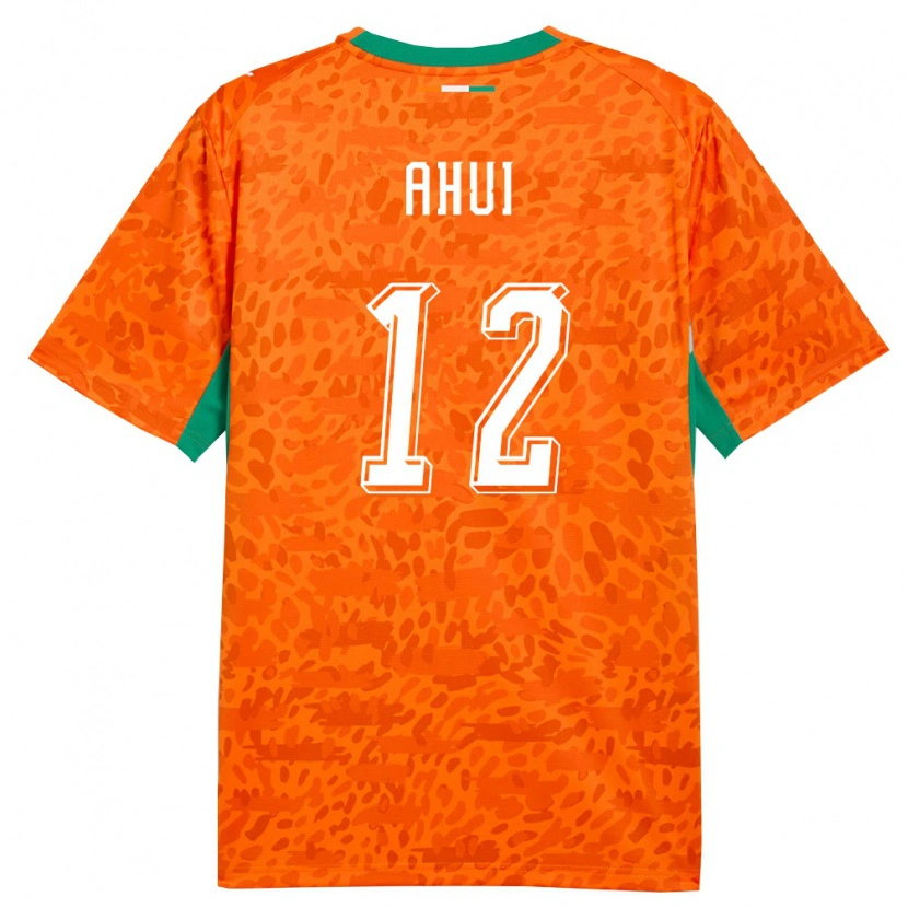 Danxen Men Ivory Coast Assabie Ahui #12 Orange Green White Home Jersey 26-28 T-Shirt