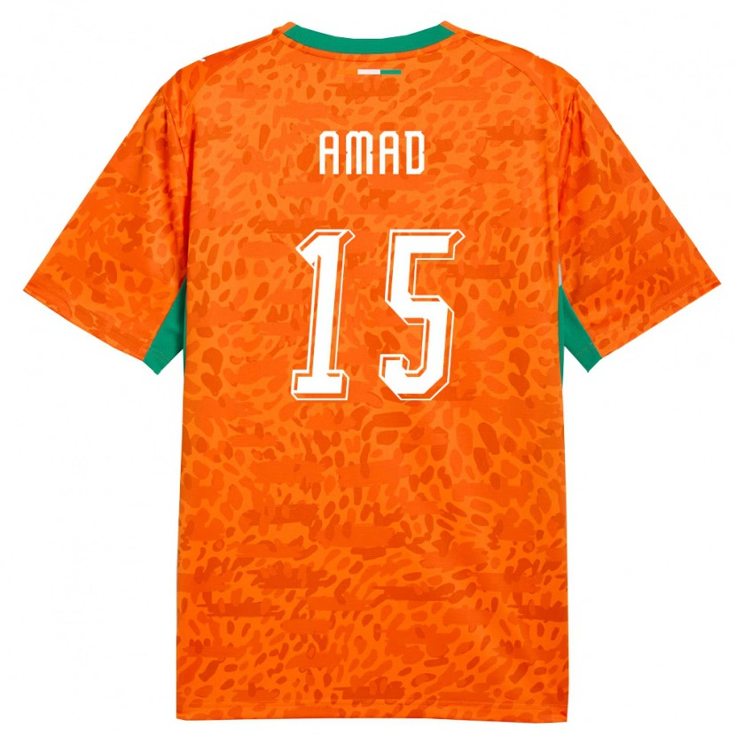 Danxen Men Ivory Coast Amad Diallo #15 Orange Green White Home Jersey 26-28 T-Shirt