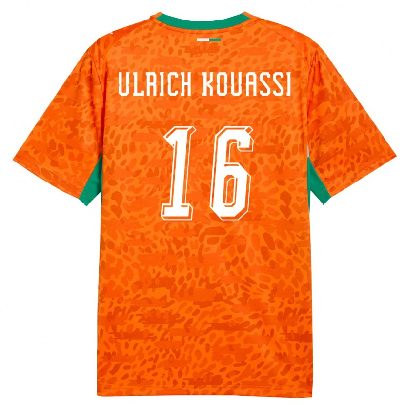 Danxen Men Ivory Coast Landry Ulrich Kouassi #16 Orange Green White Home Jersey 26-28 T-Shirt
