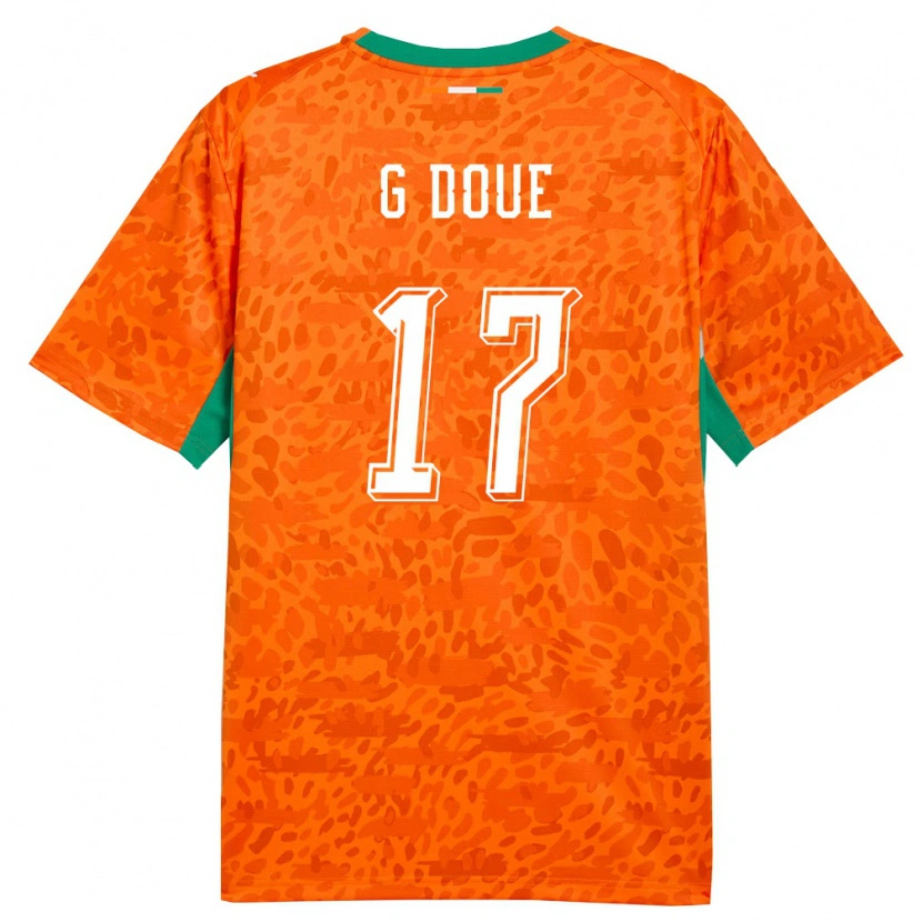 Danxen Men Ivory Coast Guéla Doué #17 Orange Green White Home Jersey 26-28 T-Shirt