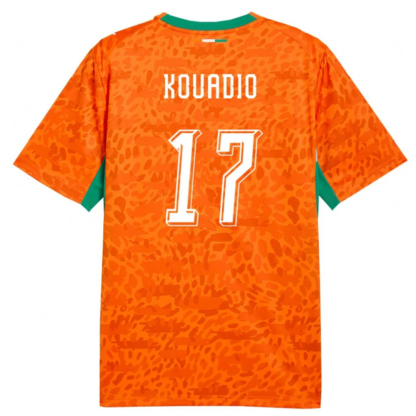 Danxen Men Ivory Coast Kouassi Kouadio #17 Orange Green White Home Jersey 26-28 T-Shirt