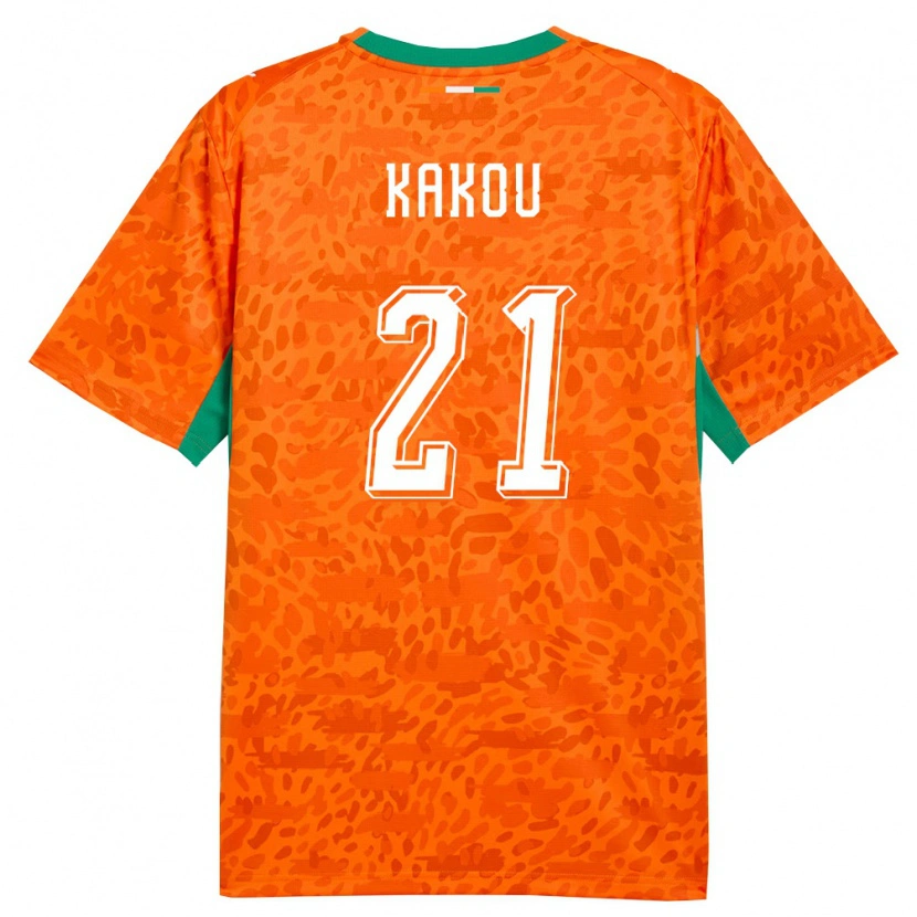 Danxen Men Ivory Coast Emmanuel Kakou #21 Orange Green White Home Jersey 26-28 T-Shirt
