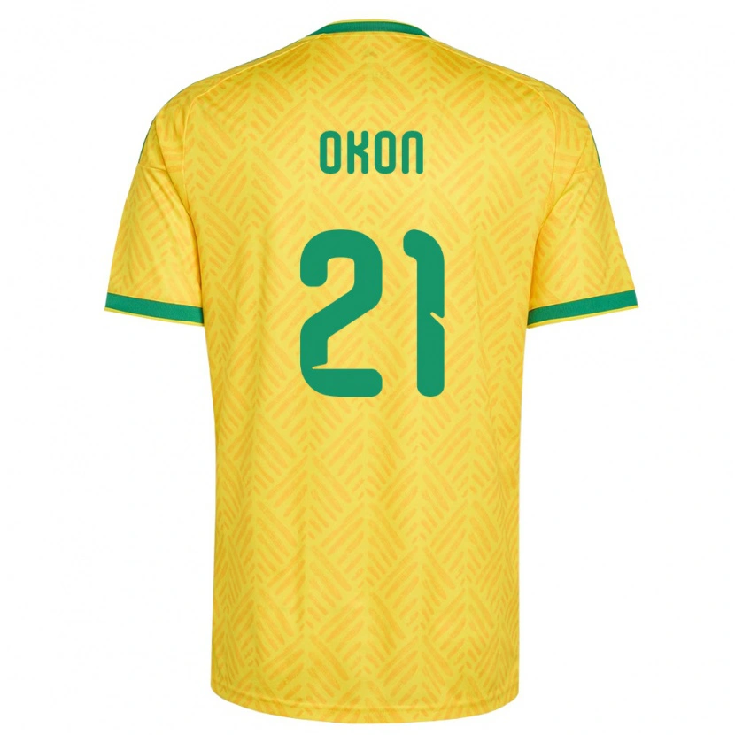 Danxen Men South Africa Ime Okon #21 Yellow Green Home Jersey 26-28 T-Shirt