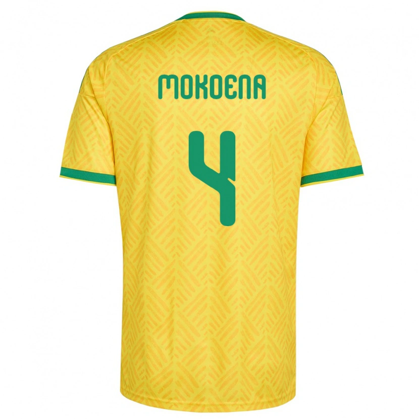 Danxen Men South Africa Teboho Mokoena #4 Yellow Green Home Jersey 26-28 T-Shirt