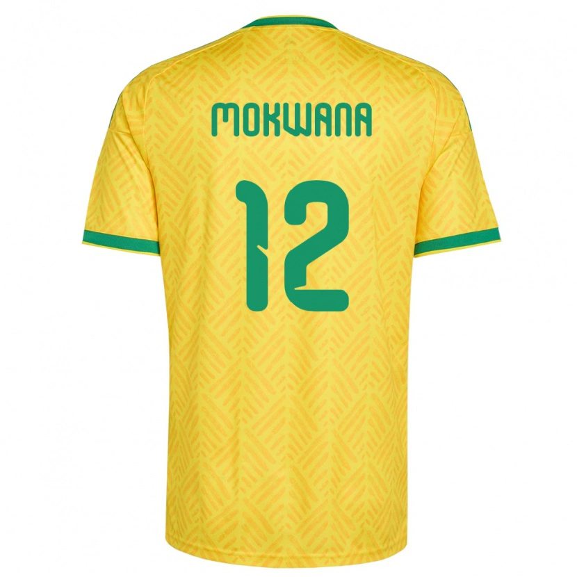 Danxen Men South Africa Elias Mokwana #12 Yellow Green Home Jersey 26-28 T-Shirt