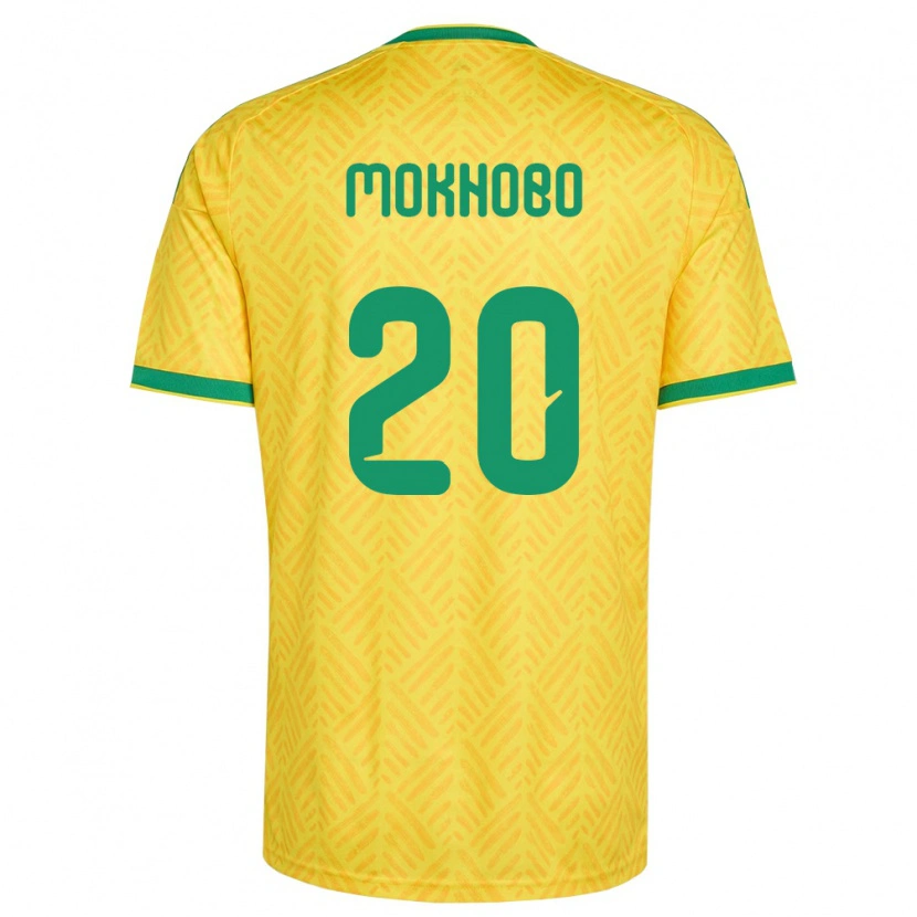 Danxen Men South Africa Sello Mokhobo #20 Yellow Green Home Jersey 26-28 T-Shirt