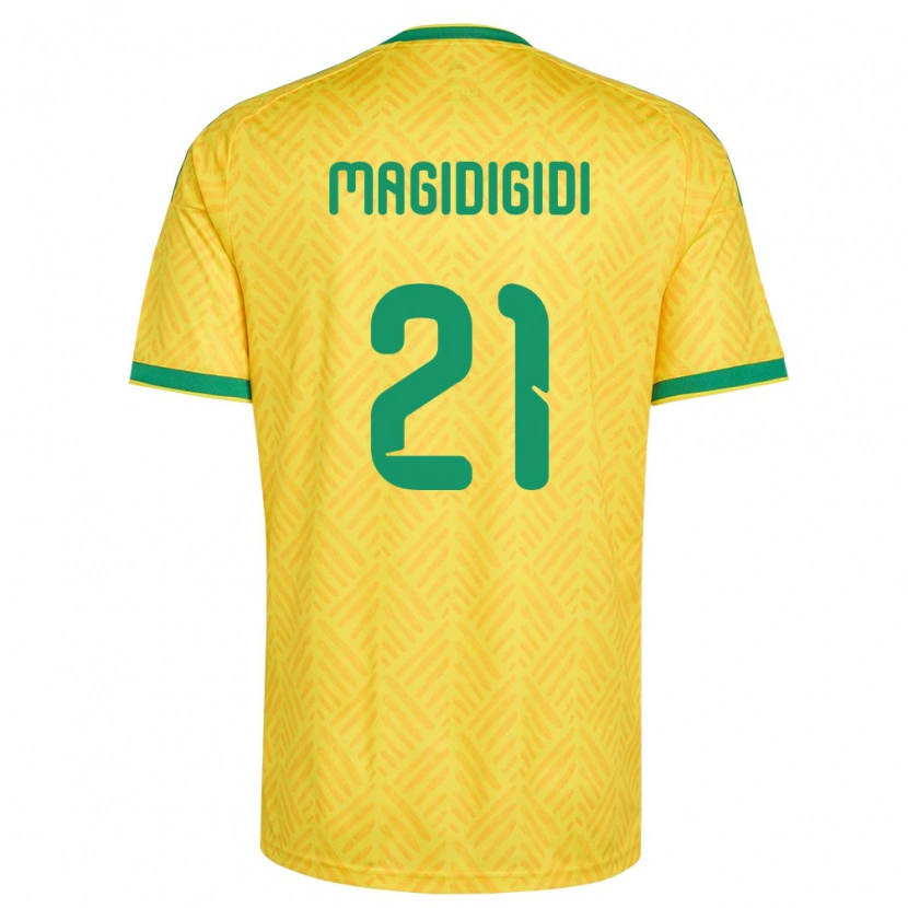 Danxen Men South Africa Siviwe Magidigidi #21 Yellow Green Home Jersey 26-28 T-Shirt