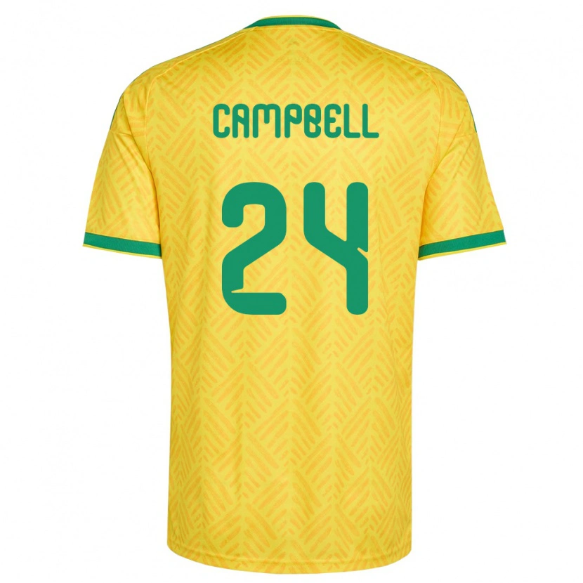 Danxen Men South Africa Shandre Campbell #24 Yellow Green Home Jersey 26-28 T-Shirt
